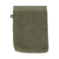 Washandje, Recycled katoen, Donker olijfgroen, 15 x 21 cm