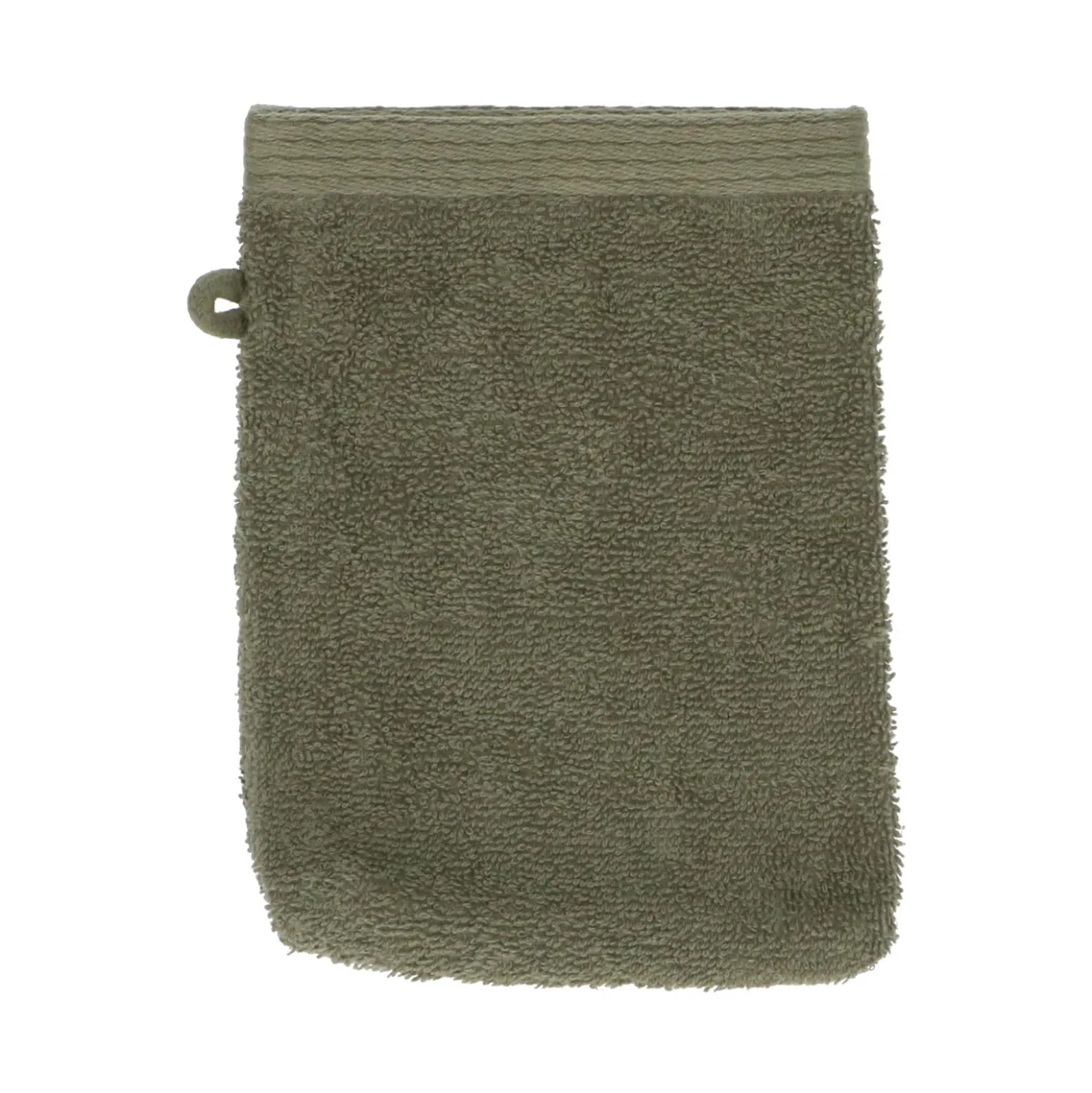 Washandje, Recycled katoen, Donker olijfgroen, 15 x 21 cm