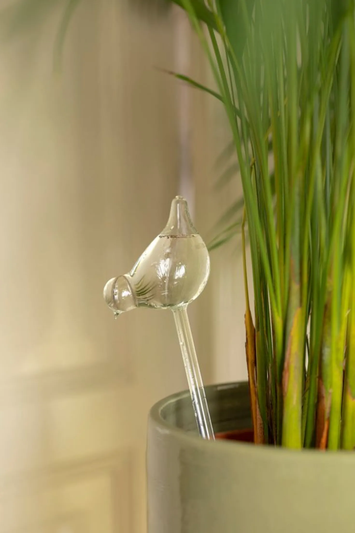 Waterdruppelaar, irrigator, vogel, glas, 10 x 36 cm