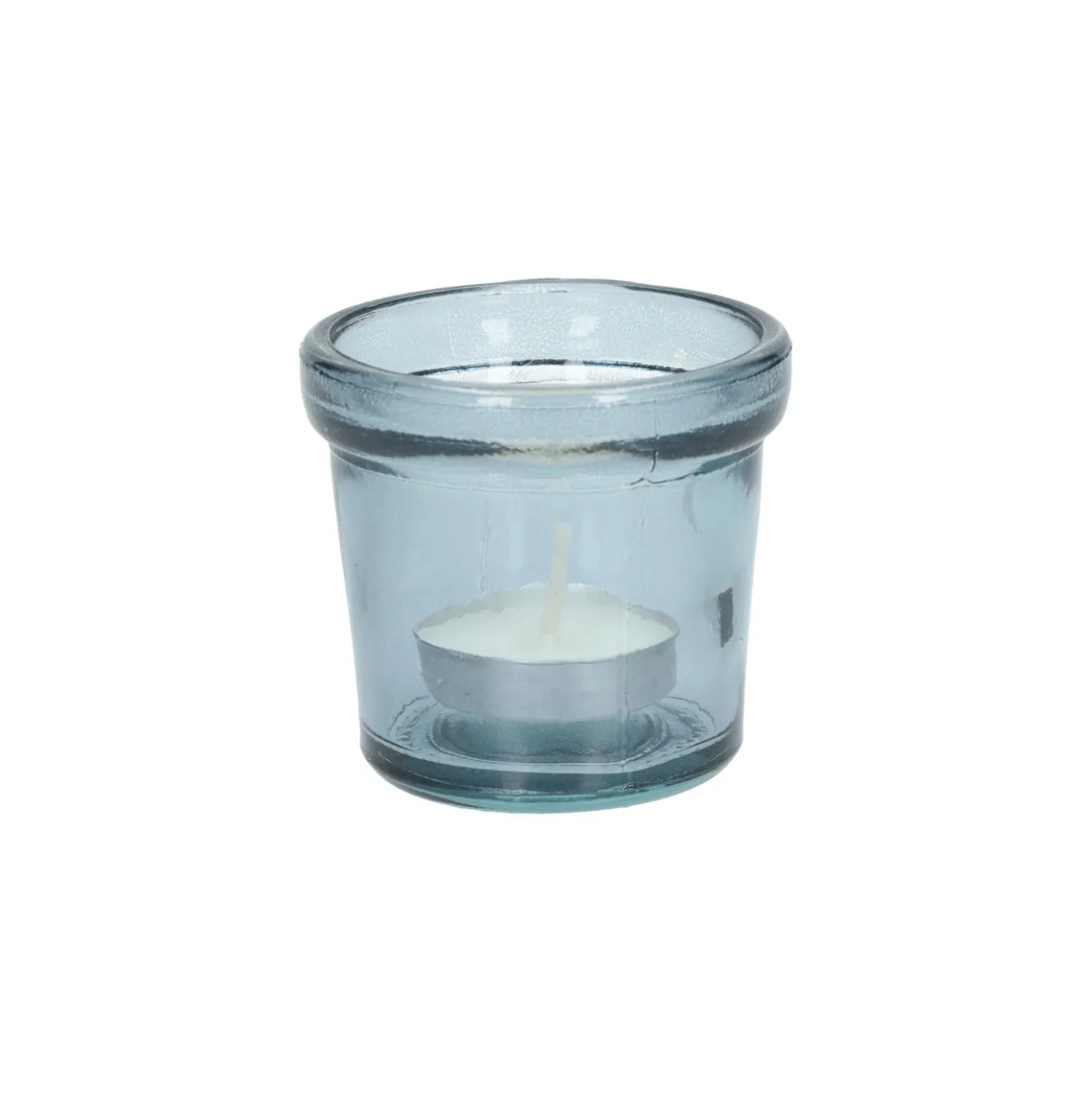 Waxinelichthouder, gerecycled glas, blauw, Ø7 cm
