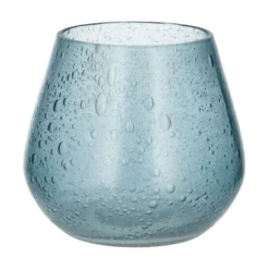 Waxinelichthouder, glas en recycled glas, blauw, Ø8 x 8,5 cm