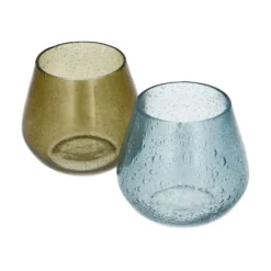 Waxinelichthouder, glas en recycled glas, groen, Ø8 x 8,5 cm