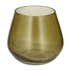 Waxinelichthouder, glas en recycled glas, groen, Ø8 x 8,5 cm