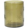Waxinelichthouder, groen glas, ster, 7,5 cm