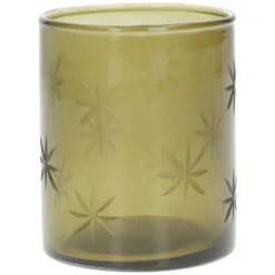 Waxinelichthouder, groen glas, ster, 7,5 cm
