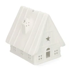 Waxinelichthouder, porselein, barn huisje, 13 cm