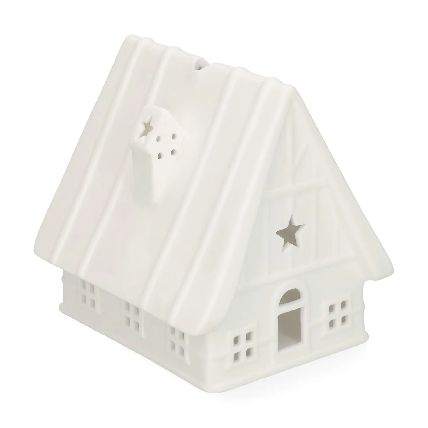 Waxinelichthouder, porselein, barn huisje, 13 cm