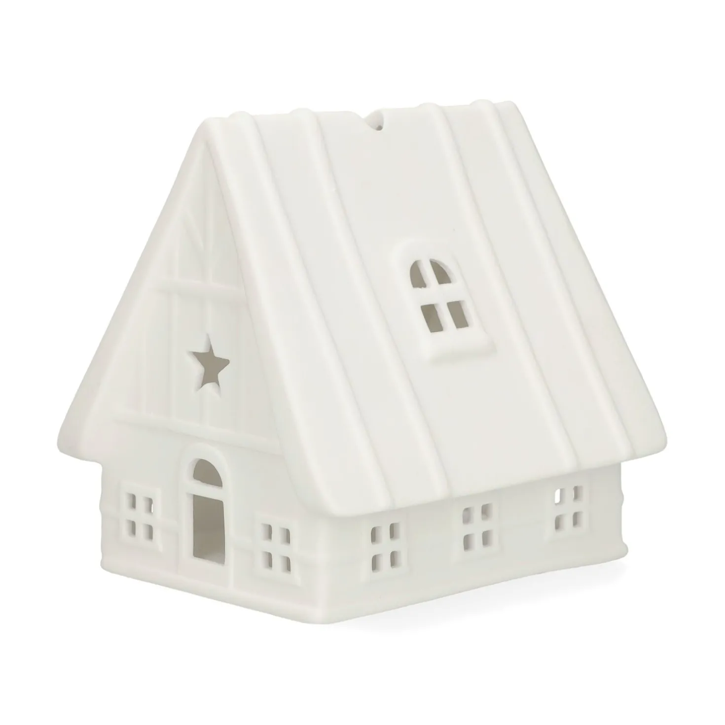 Waxinelichthouder, porselein, barn huisje, 13 cm