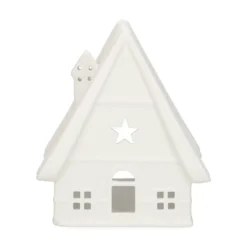 Waxinelichthouder, porselein, barn huisje, 13 cm