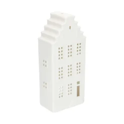 Waxinelichthouder, porselein, huisje met trapgevel, 20 cm
