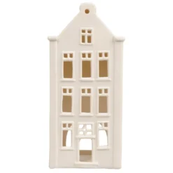 Waxinelichthouder, porselein, huisje met puntgevel, 20 cm
