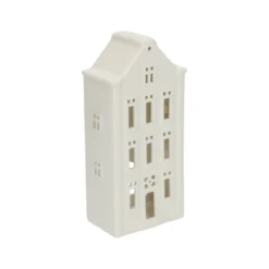 Waxinelichthouder, porselein, huisje met puntgevel, 20 cm