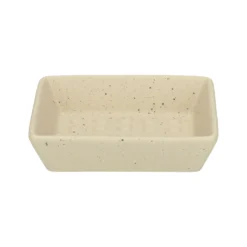 Zeepschaaltje rechthoek, beige spikkel, keramiek