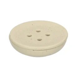 Zeepschaaltje rond, beige spikkel, keramiek